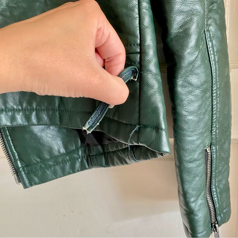 F21 /Forever21 green faux leather jacket - Picture 3 of 7